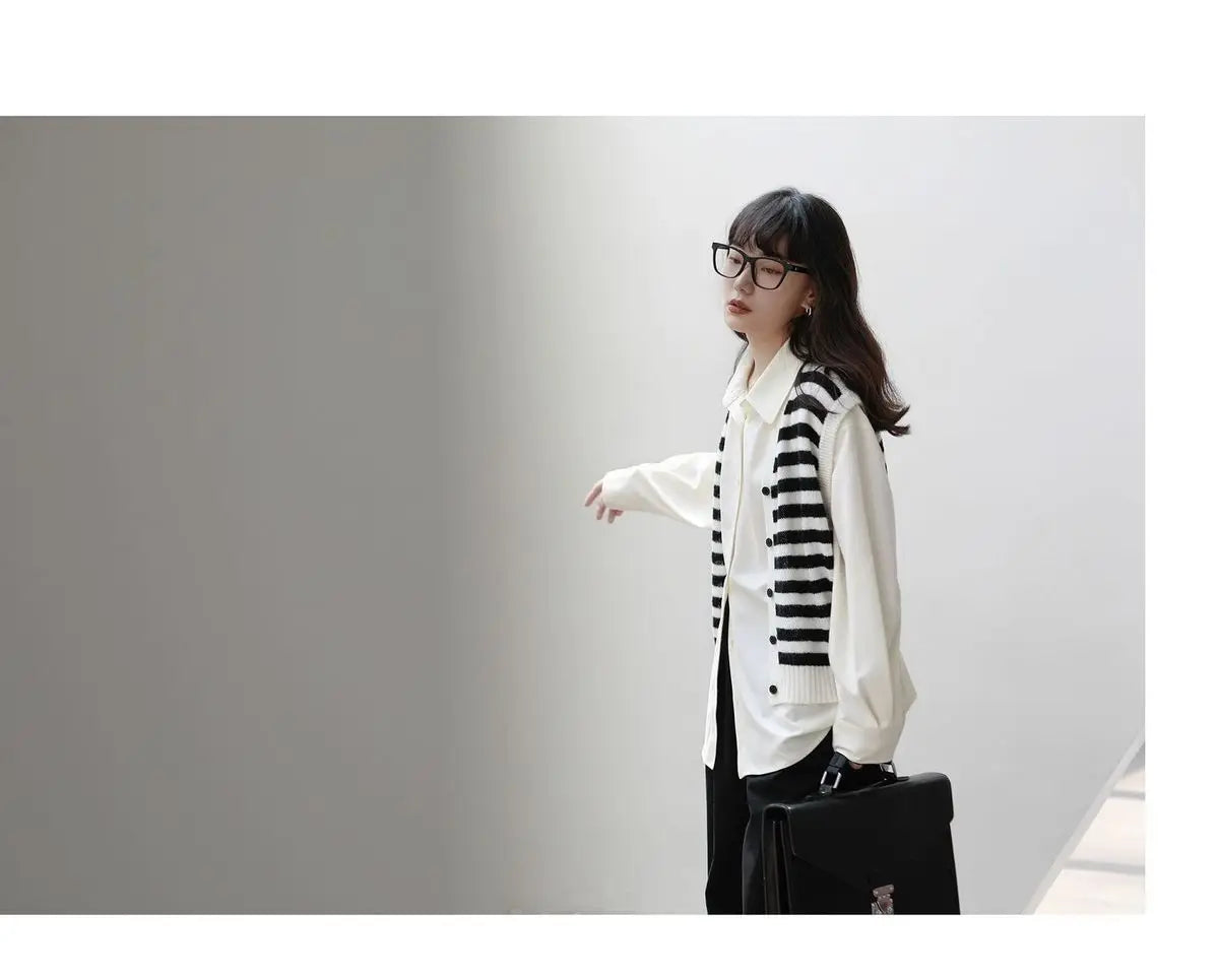 Korean Oversized Blouse with Detachable Tie for Women