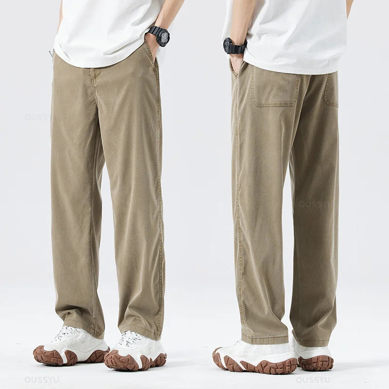 Men's Summer Loose Lyocell Jeans with Drawstring Waist