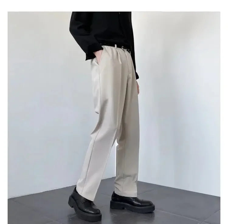 Men's White Baggy Wide Pants for Casual Spring Wear