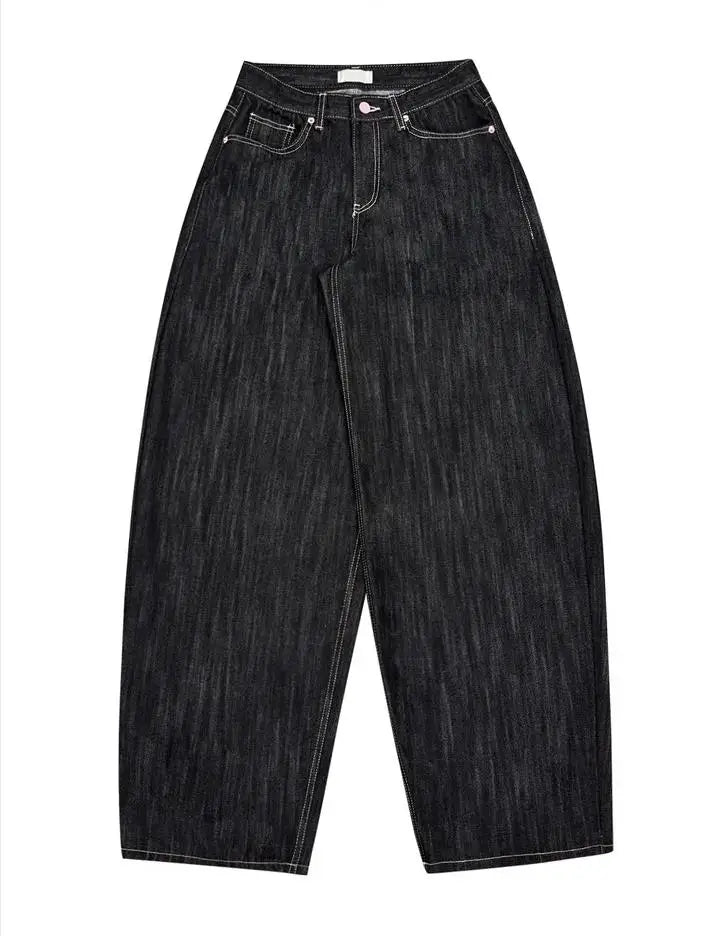 Y2K Wide Fit Women's Baggy Denim Jeans in Light Plaid