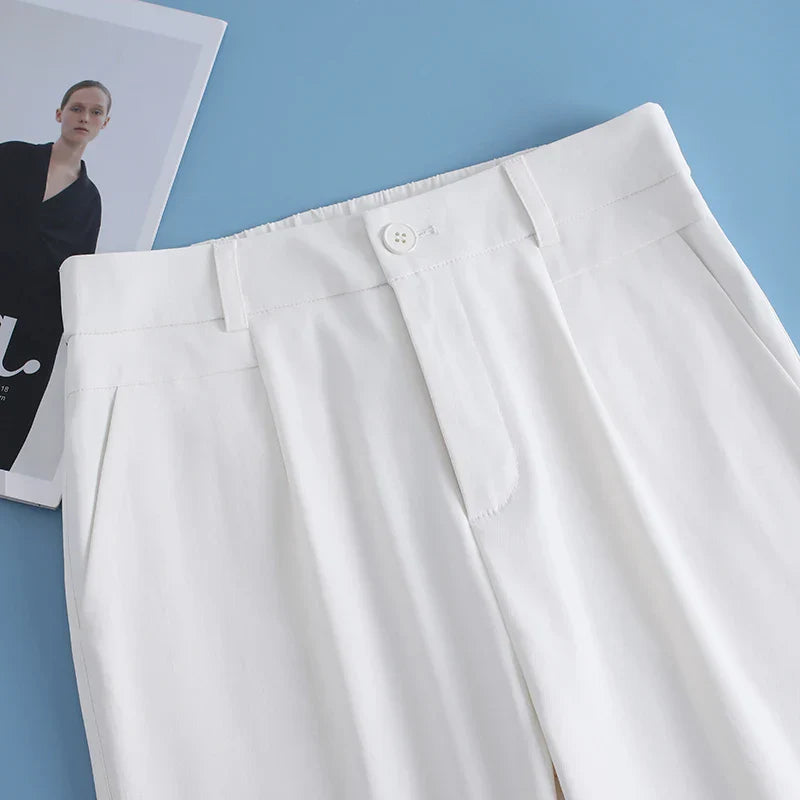 High-Waisted Lightweight Cropped Pants for Women