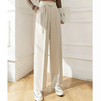 Chic High Waisted Lace Up Straight Leg Pants for Women