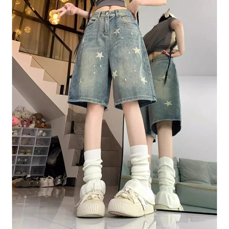 Floral Print Wide Leg Women's Jeans - Casual Comfort Denim