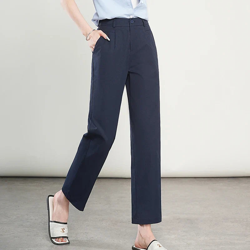 High-Waisted Lightweight Cropped Pants for Women