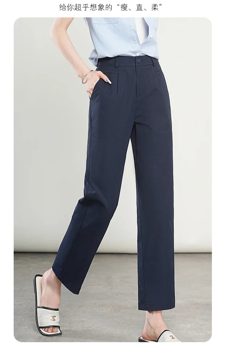 High-Waisted Lightweight Cropped Pants for Women