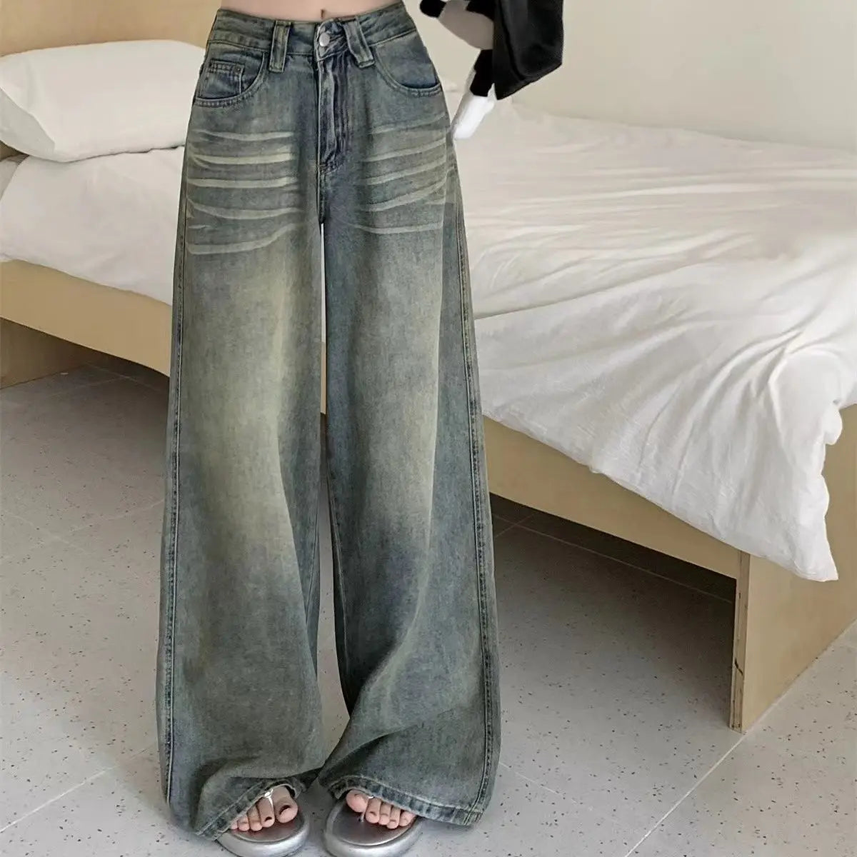Y2K High Waist Loose Jeans for Women - Retro Vintage Style