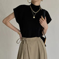Solid Knitted Vest Shirt for Women - Elegant Casual Top