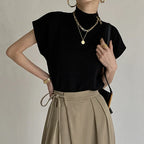 Solid Knitted Vest Shirt for Women - Elegant Casual Top