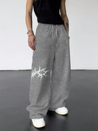 Men's Black Gothic Jogging Pants for Autumn and Winter