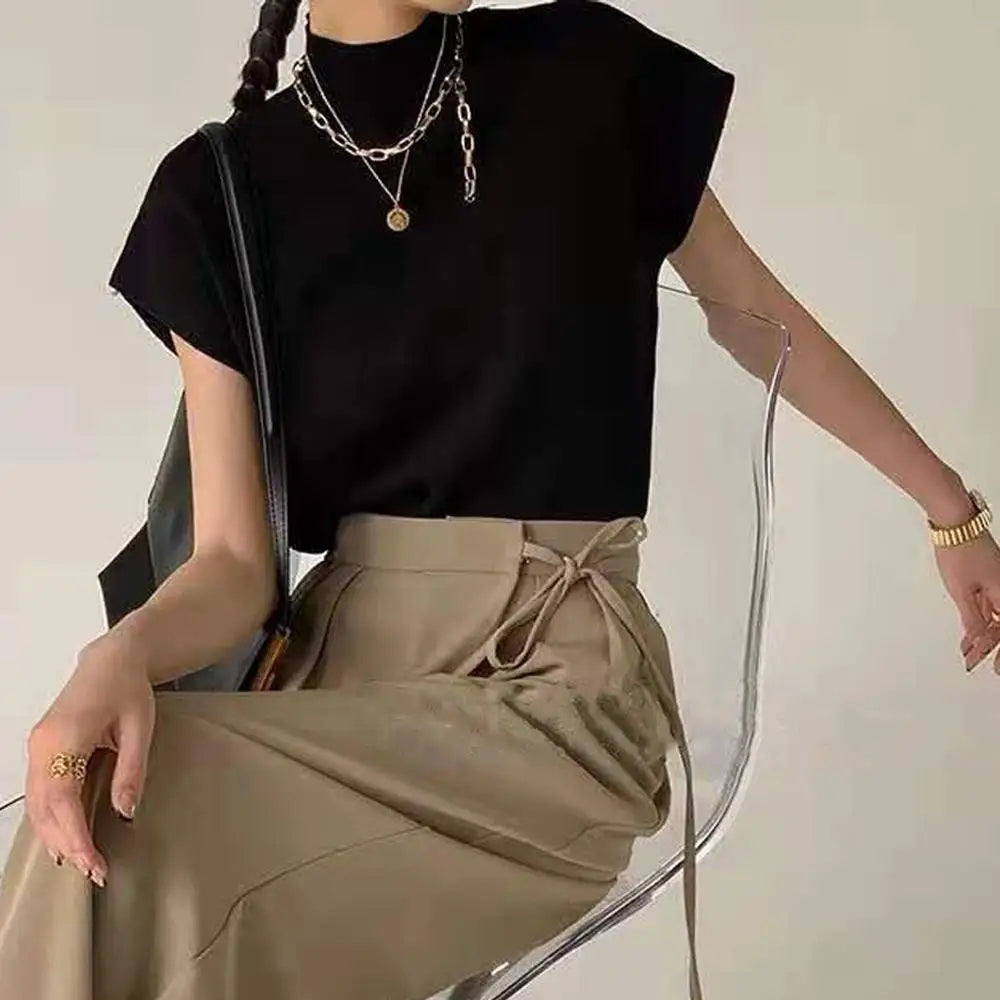 Knitted Women's Short Sleeve Vest Sweater Blouse