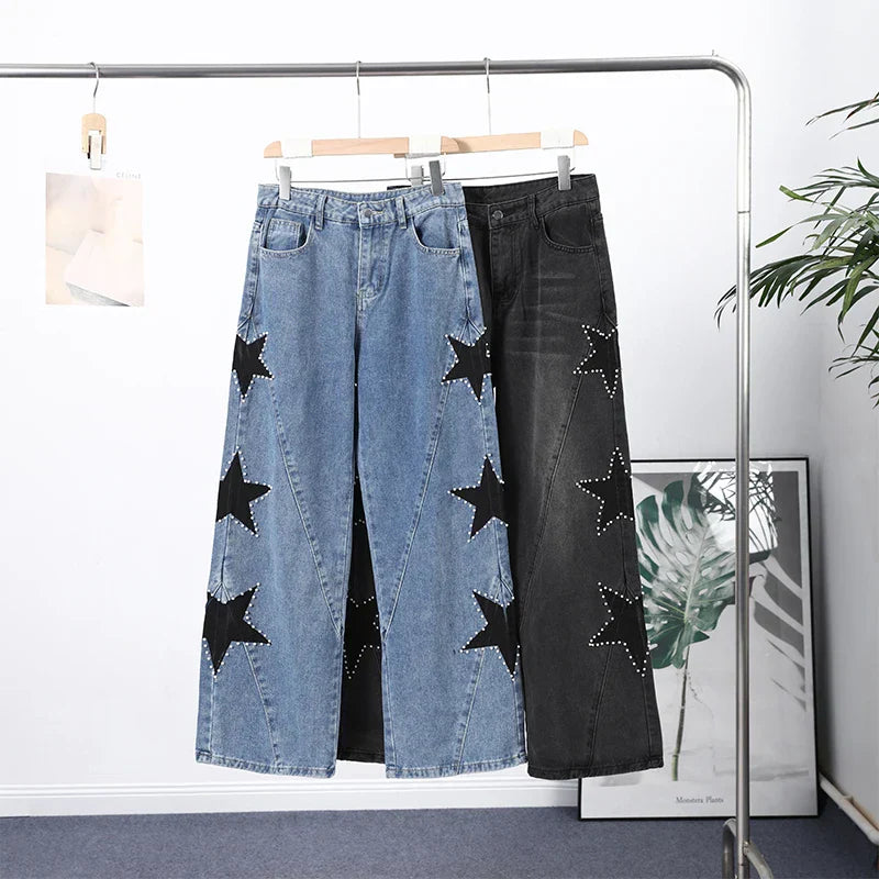 Blue High Waist Wide Leg Jeans for Women