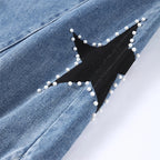 Blue High Waist Wide Leg Jeans for Women