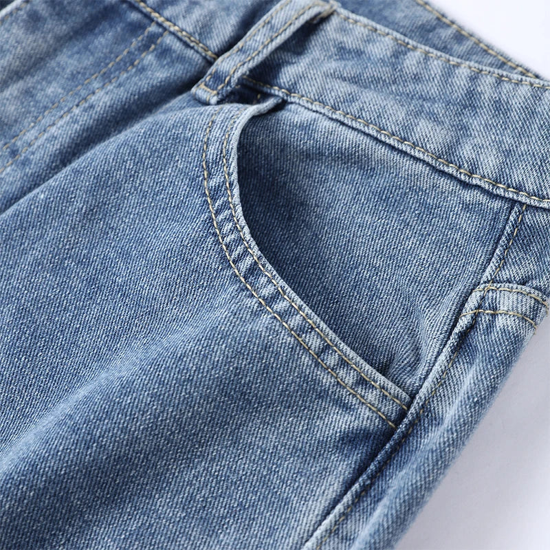 Blue High Waist Wide Leg Jeans for Women