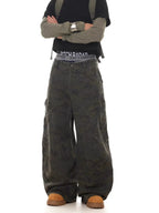 Camouflage Denim Baggy Wide-leg Pants for Men