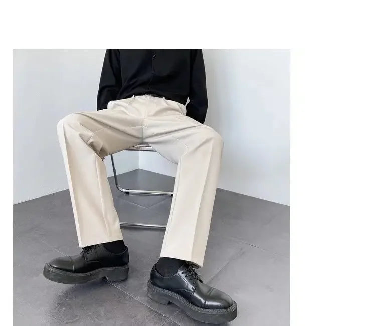 Men's White Baggy Wide Pants for Casual Spring Wear
