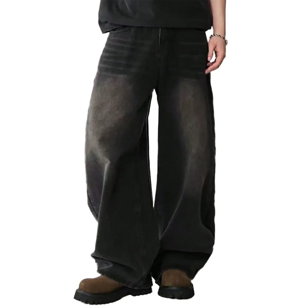 Loose Wide Leg Jeans for Men in Black and Gray