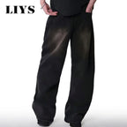 Loose Wide Leg Jeans for Men in Black and Gray
