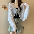 Black Ice Silk Summer Cardigan for Women - Large Size