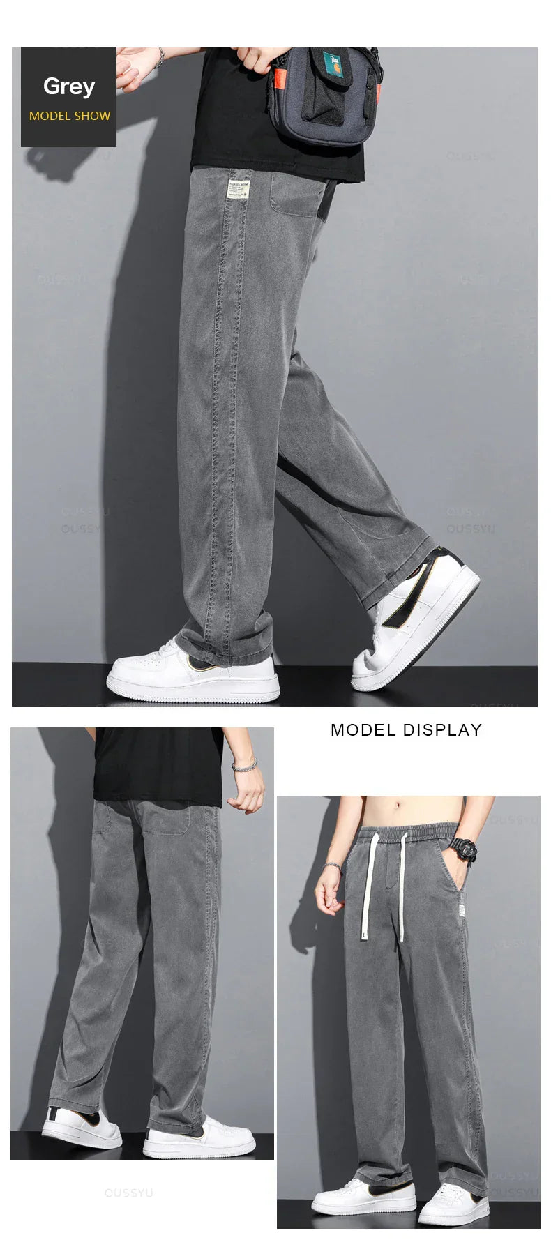 Men's Summer Loose Lyocell Jeans with Drawstring Waist