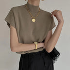 Knitted Women's Short Sleeve Vest Sweater Blouse