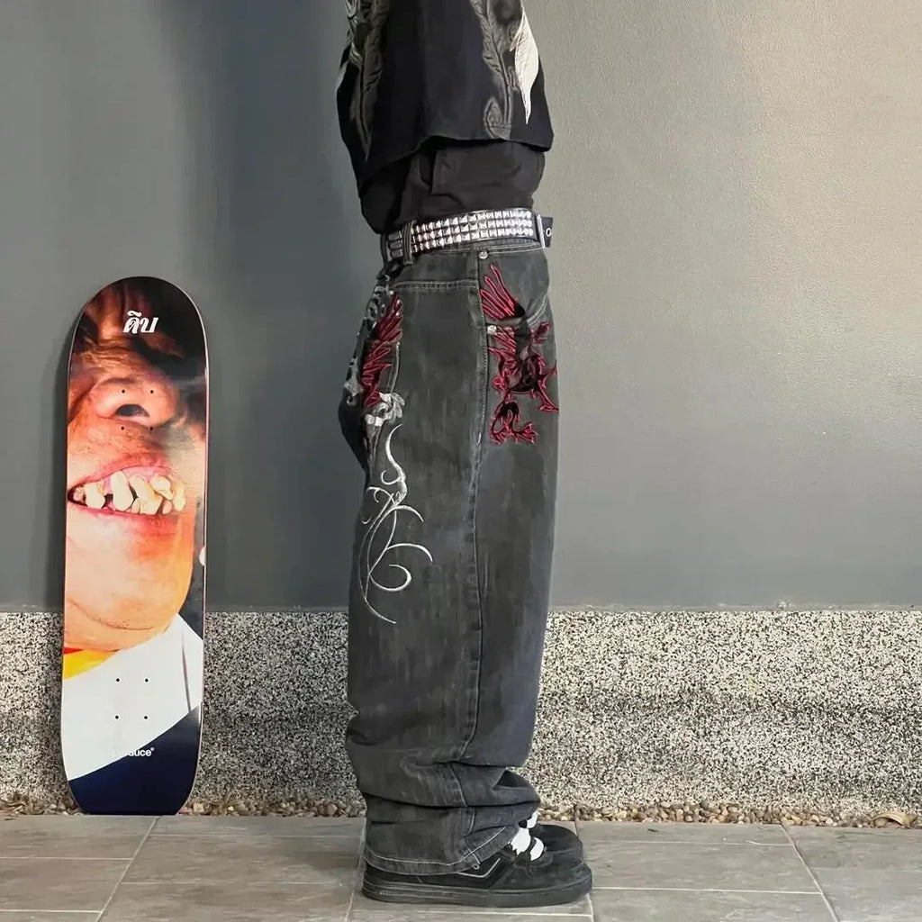 Cargo Pants for Women - Embroidered Baggy Jeans