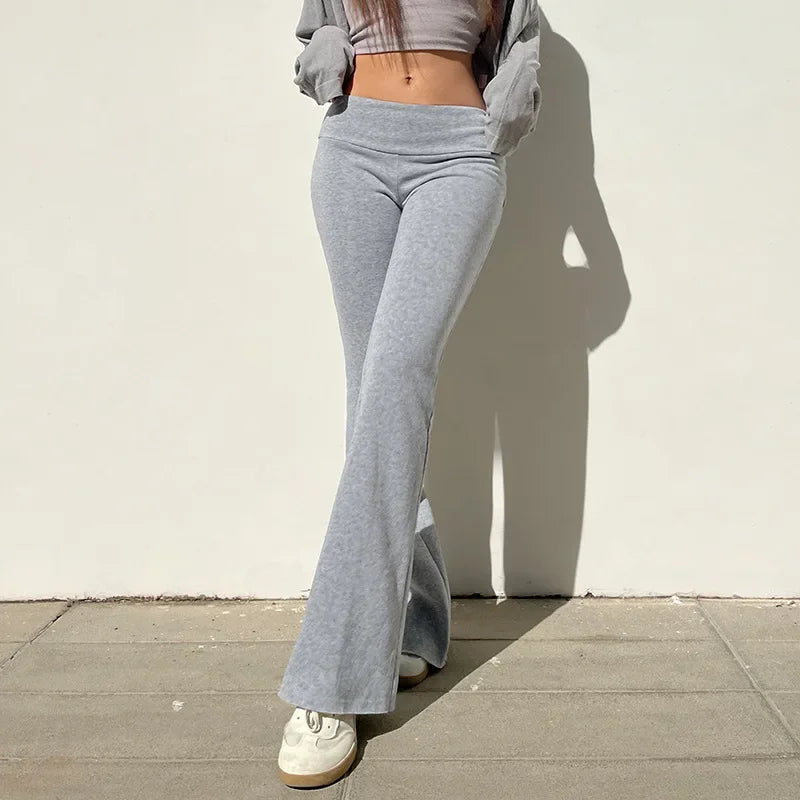 Flare Bootcut Pants for Women - Slim Low-Waisted Design