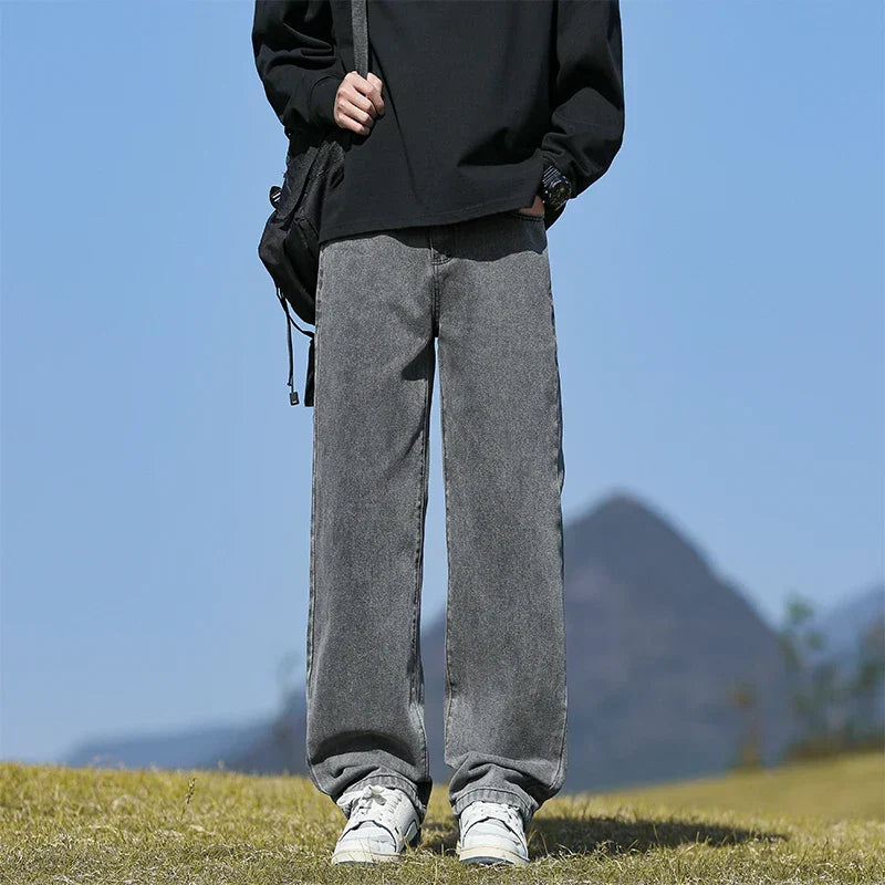 Loose Polyester Men's Jeans for Casual Spring and Autumn