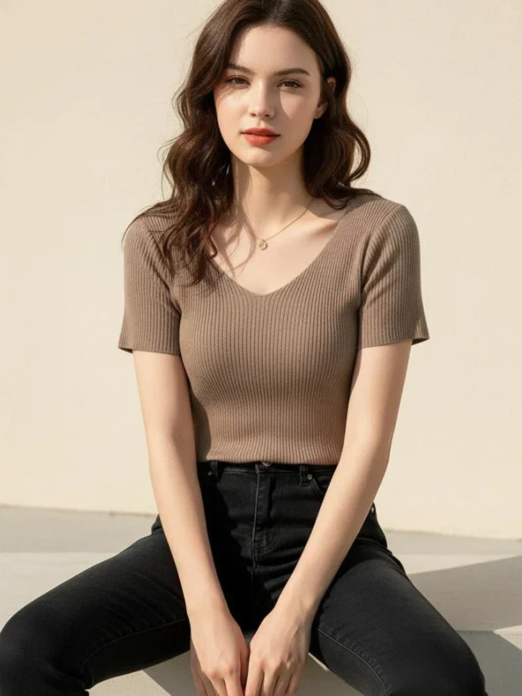 AOSSVIAO V-neck Thin Women Pullover Sweater 2026
