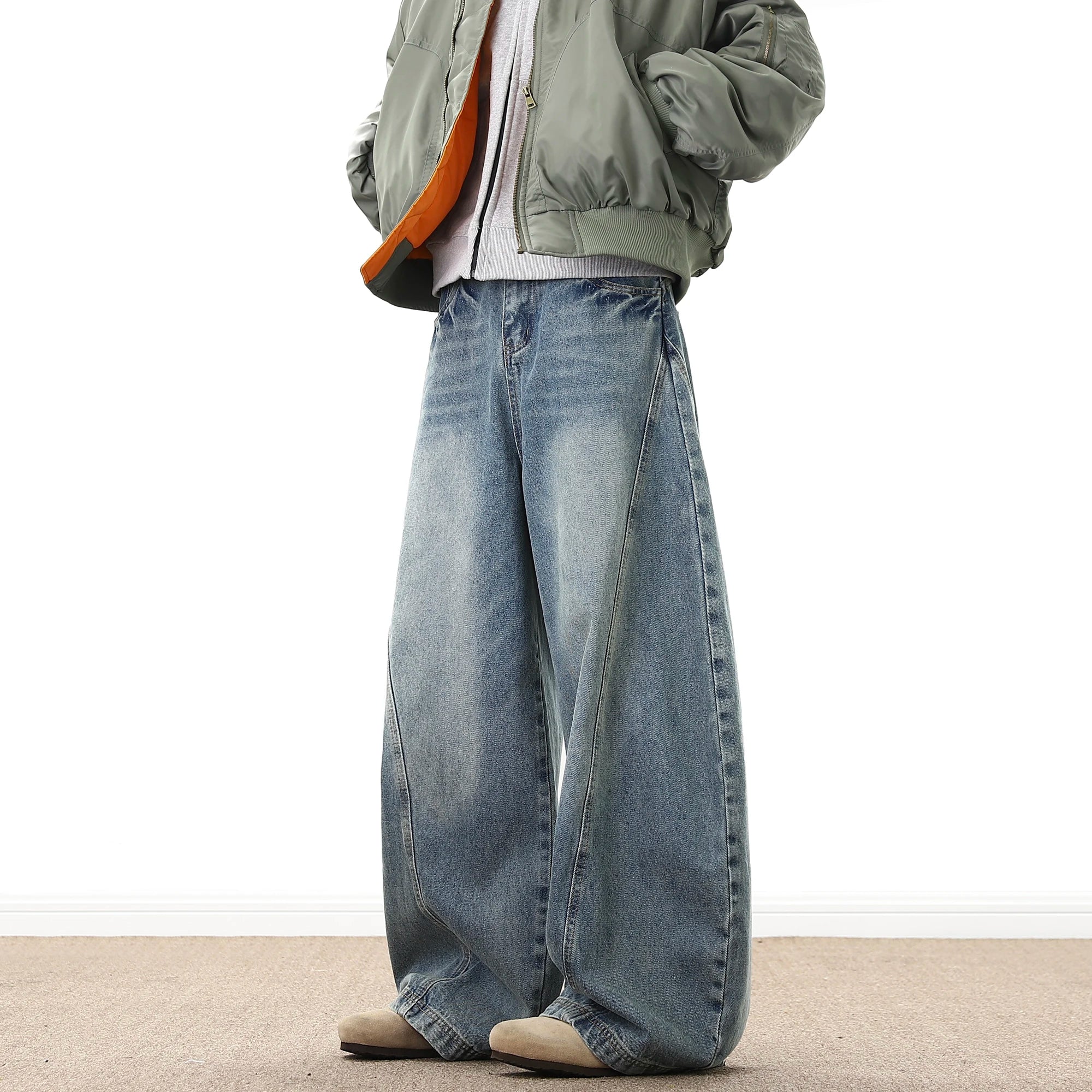 Men's Wide Leg Denim Jeans for Casual Streetwear