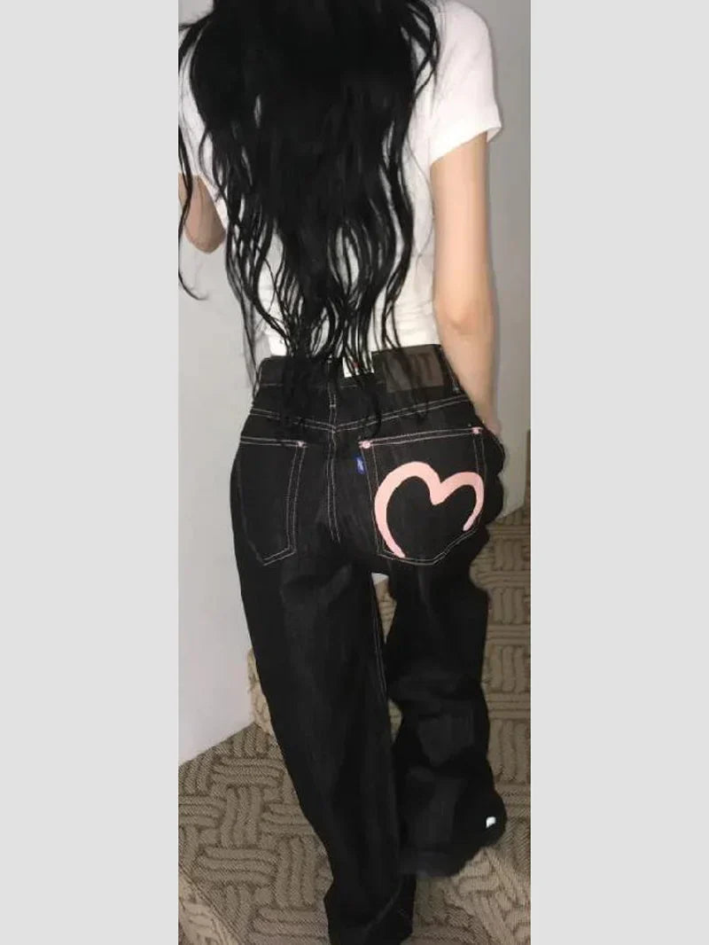 Y2K Wide Fit Women's Baggy Denim Jeans in Light Plaid
