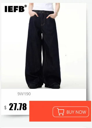 IEFB Wide Leg Baggy Men's Denim Pants - Summer Style