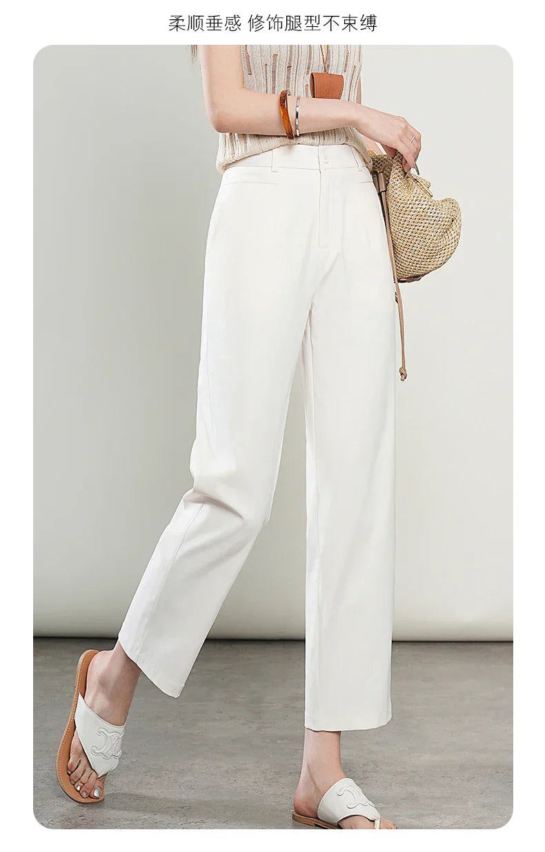High-Waisted Lightweight Cropped Pants for Women