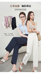 High-Waisted Lightweight Cropped Pants for Women