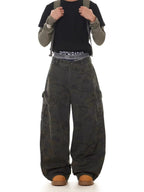 Camouflage Denim Baggy Wide-leg Pants for Men