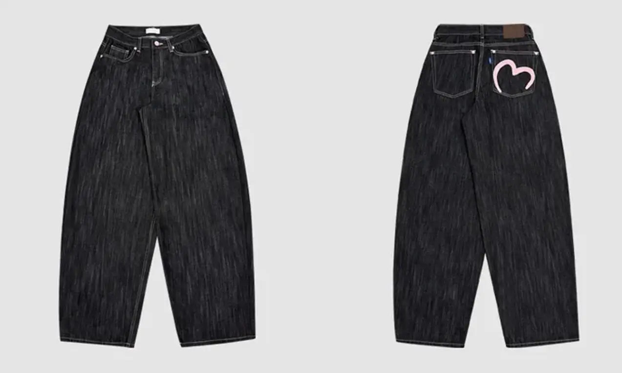 Y2K Wide Fit Women's Baggy Denim Jeans in Light Plaid