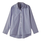 Striped Casual Blouse for Women - Long Sleeve Polyester