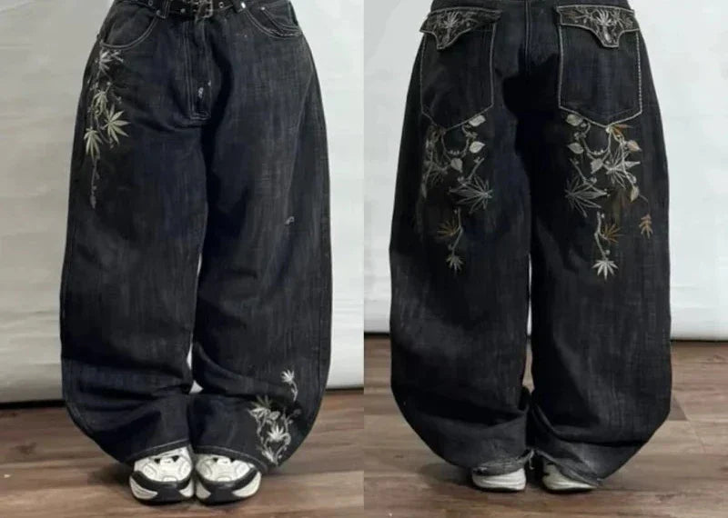 Vintage Washed Baggy Jeans for Women - Y2K Wide Leg Style