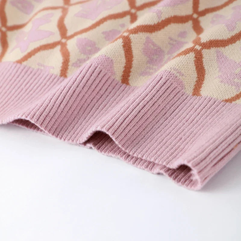 Oversized Letter Jacquard Knit Pullover for Women