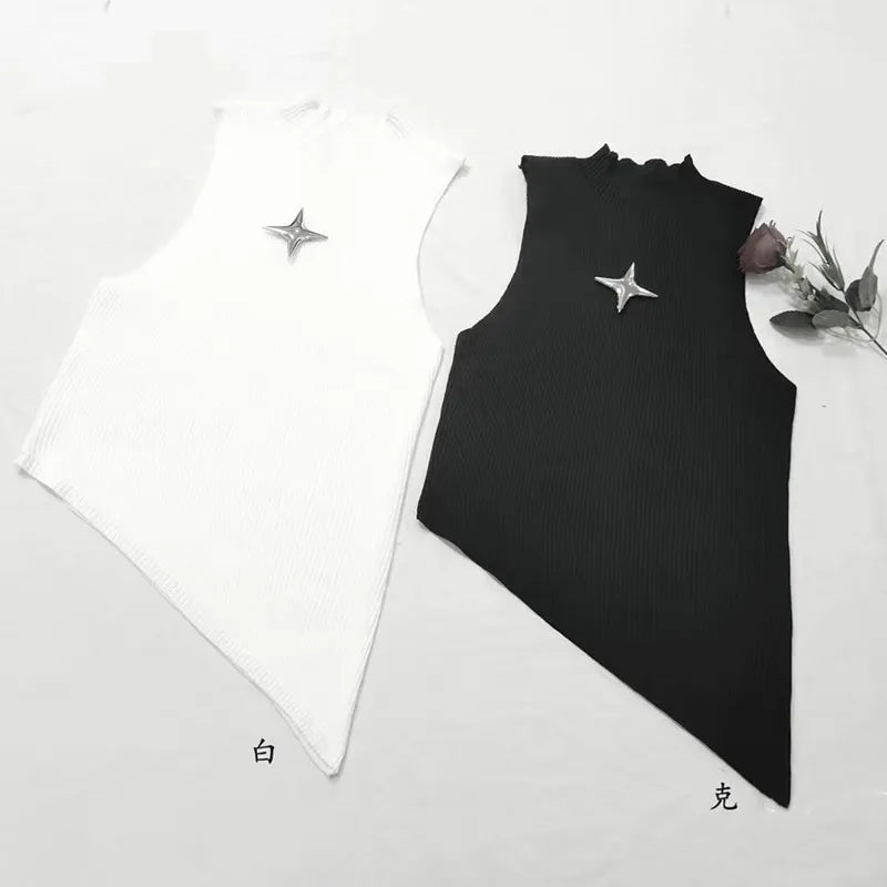 Y2K Women’s Sleeveless Knit Crop Top - Fitted & Stretchy