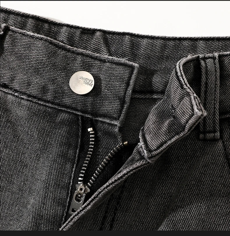 Loose Polyester Men's Jeans for Casual Spring and Autumn