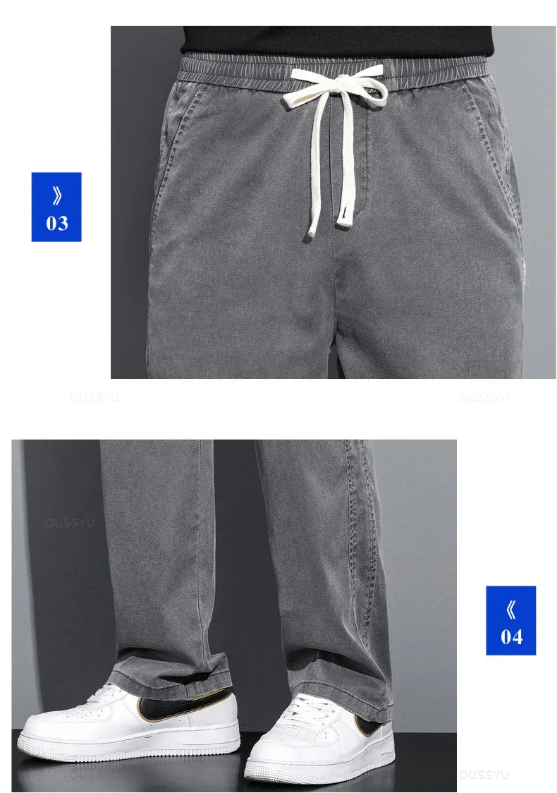 Men's Summer Loose Lyocell Jeans with Drawstring Waist