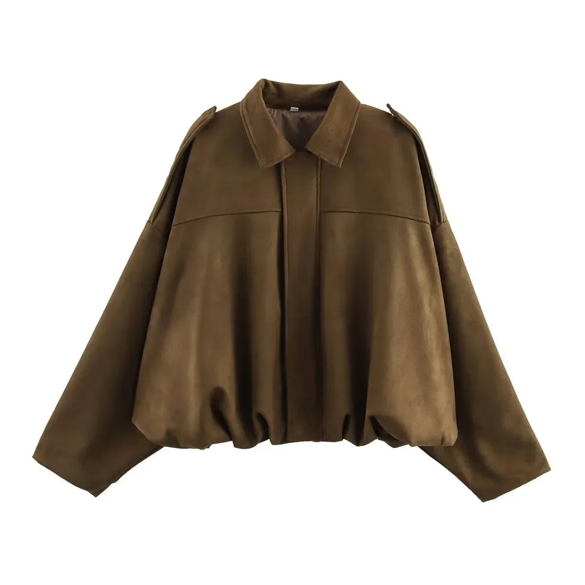 Women's Zippered Bat Sleeve Casual Jacket in Polyester