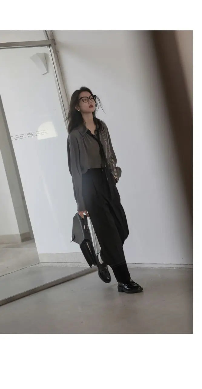 Korean Oversized Blouse with Detachable Tie for Women