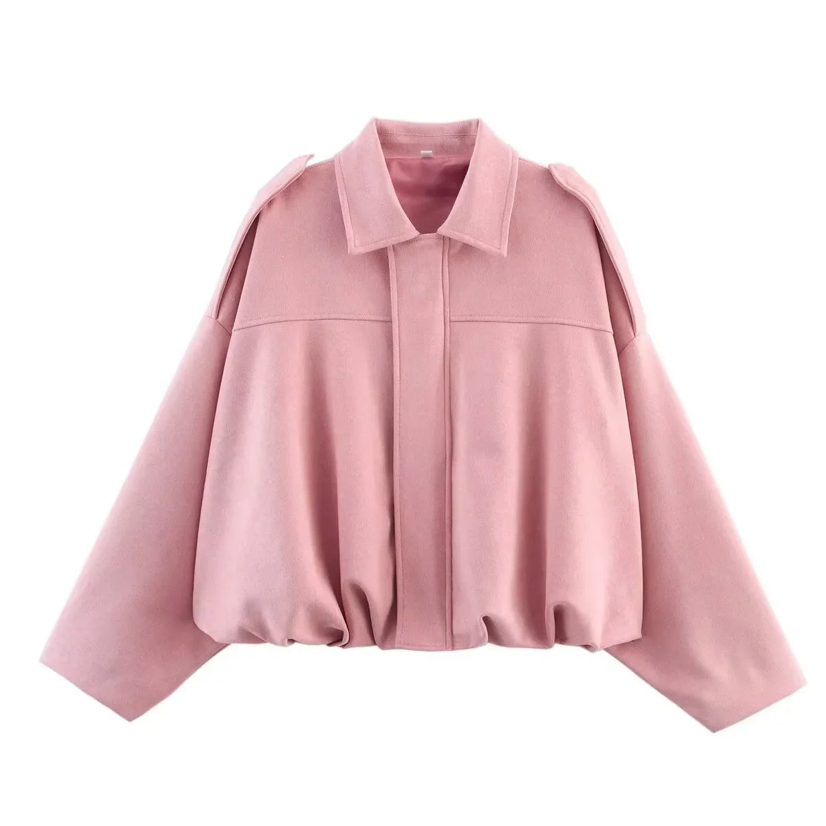 Women's Zippered Bat Sleeve Casual Jacket in Polyester