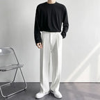 Men's White Baggy Wide Pants for Casual Spring Wear
