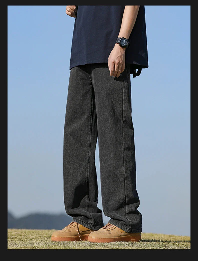 Loose Polyester Men's Jeans for Casual Spring and Autumn