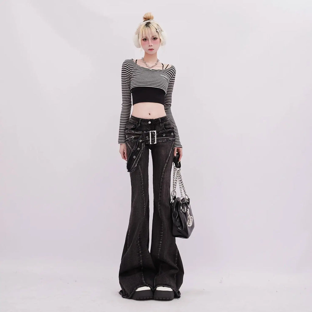High Waist Vintage Slim Micro-flare Jeans for Women