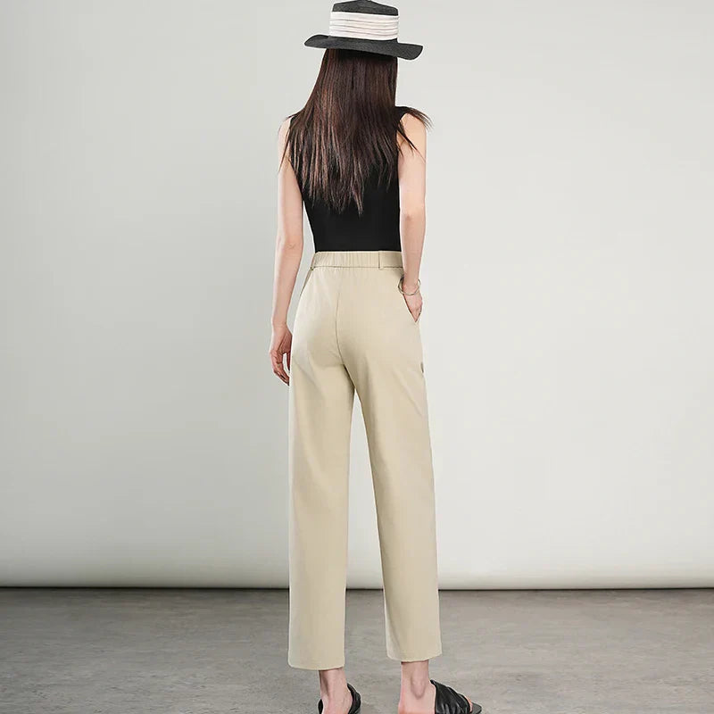 High-Waisted Lightweight Cropped Pants for Women