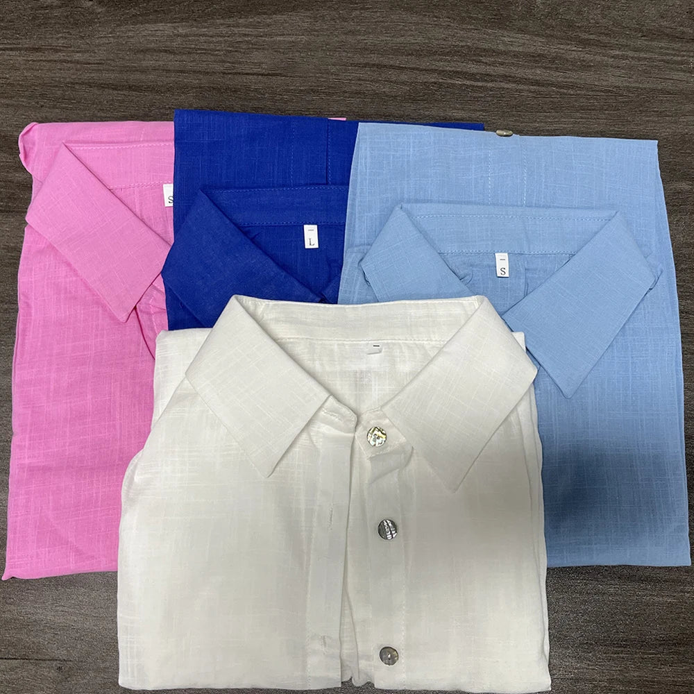 We.Fine Women's Cotton Long Sleeve Ruffled Blouse