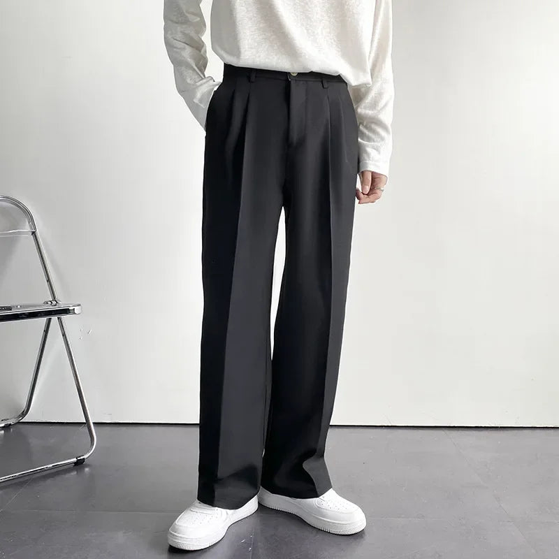 Men's White Baggy Wide Pants for Casual Spring Wear
